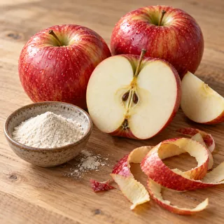 Sliced red apples showing the flesh and peel, a source of pectin